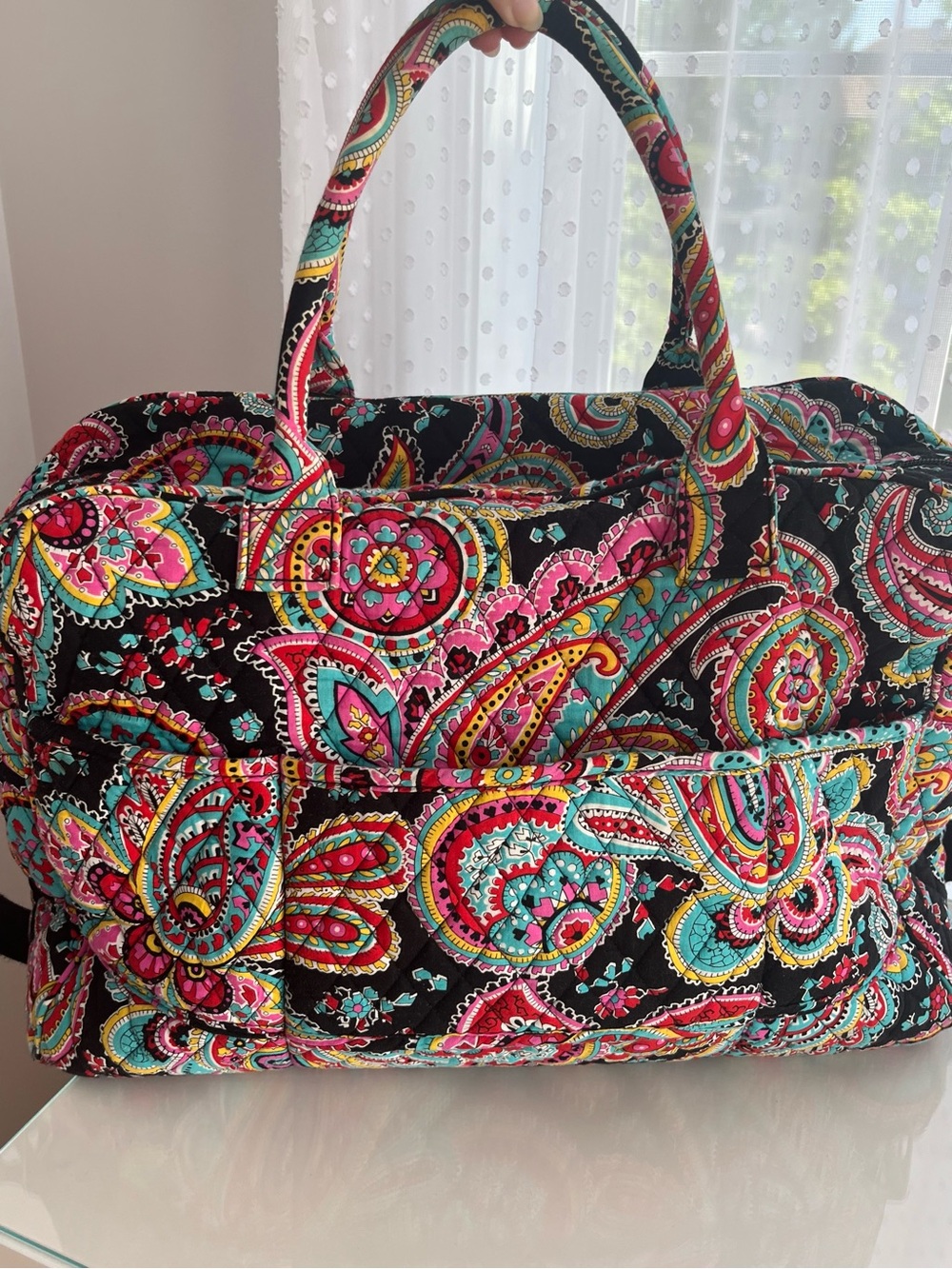 Vera Bradley Large Original Quilted Duffel in Retired Parisian Paisley Print - Picture 3 of 6